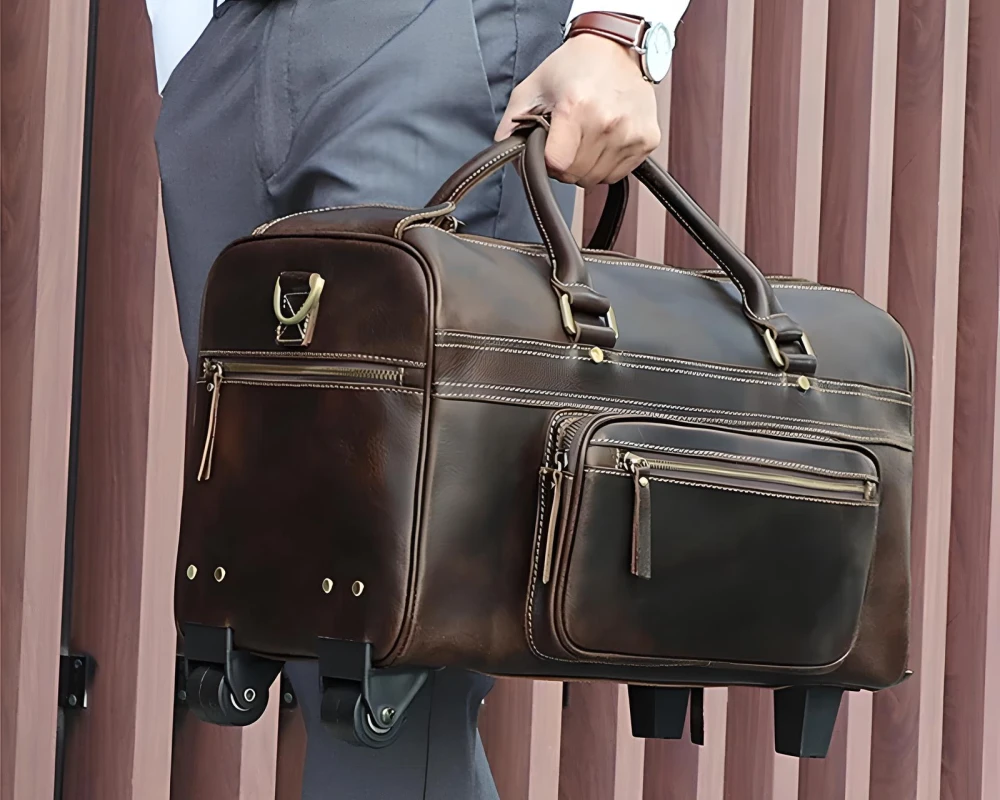 leather carry on bag men's